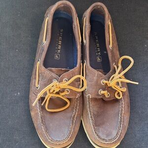 Sperry Men's Brown Boat Shoes with Tan Laces